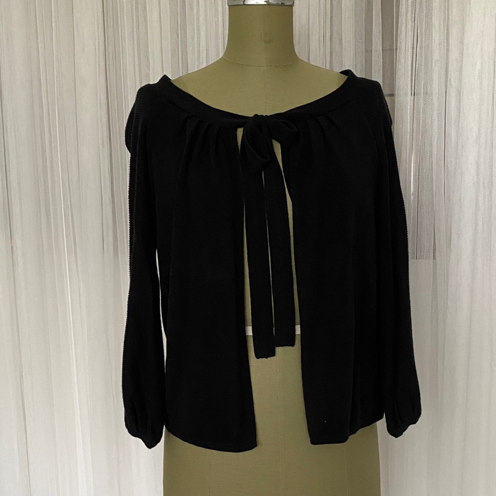 August Silk Black Tie-Front Cardigan